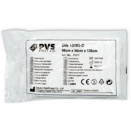 Bandage triangulaire usage unique - Noir/blanc - 136x96 cm - Urgence et premiers secours