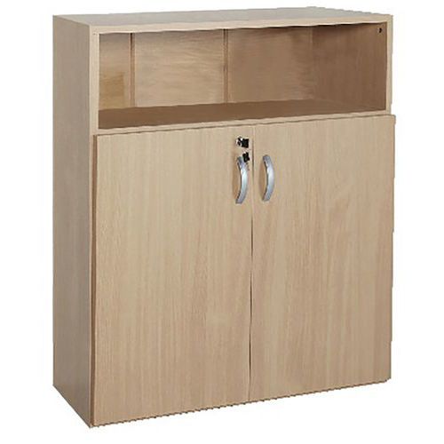Bibliothèque Alpha Hêtre 94x100cm - 2 tablettes - Panneau particules éco-responsable - Bureau
