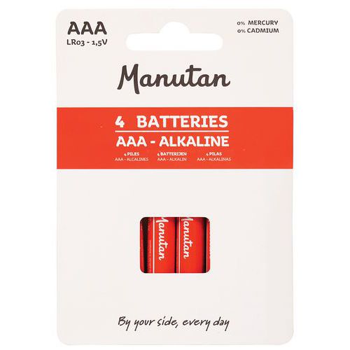 Manutan Expert - Lot de 4 Piles Alcalines AAA/LR03 1.5V - Longue Durée