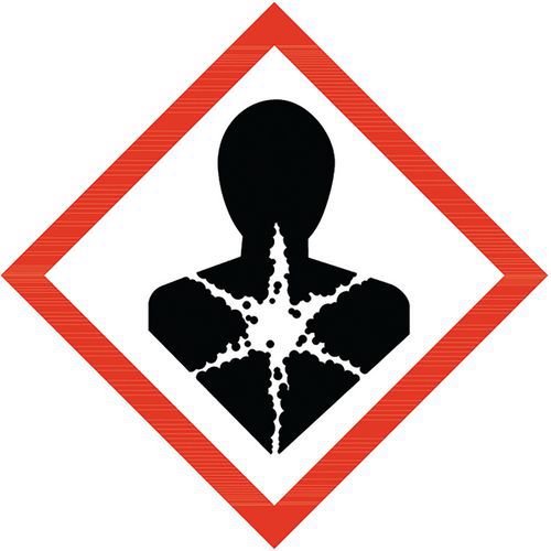 Manutan Expert - Panneau Risque Sanitaire CLP Adhésif Polyester Losange 43mm - 12 Étiquettes/Planche - Norme ISO 7010