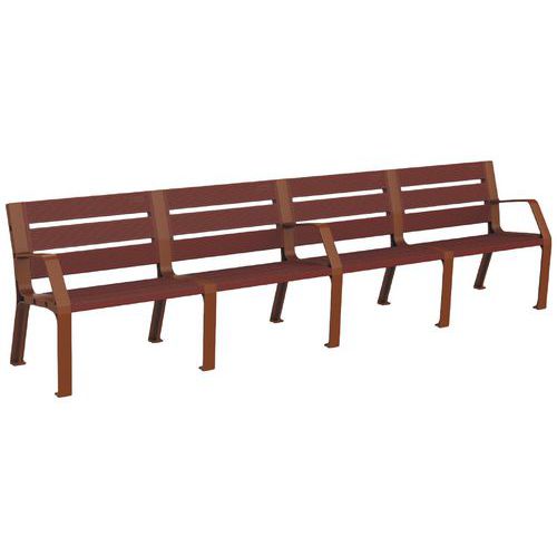 Banc MILLAU 4 places - Marron - Polyéthylène - 323cm Largeur - Mobilier d'extérieur - Fixation à sceller