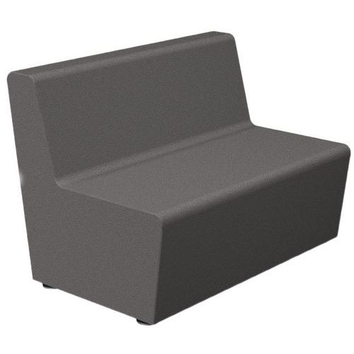 Chauffeuse 2 Places Maldiv Tissu Polyester Gris Moyen Structure En Mousse Épaisseur 85 Mm Recouvrant Dossier Et Assise En Tube D’acier Avec Sangles Pour Le Confort D’assise. Revêtement Enduit Pvc.