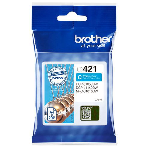 Brother - Cartouche d'encre Cyan LC421C - Capacité standard 200 pages - Jet d'encre