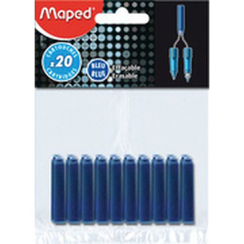 Maped Cartouche Dencre Bleu Dans Un Blister De 20