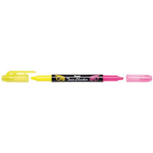 Surligneur twin Checker 2 Pointes Jaune / Rose