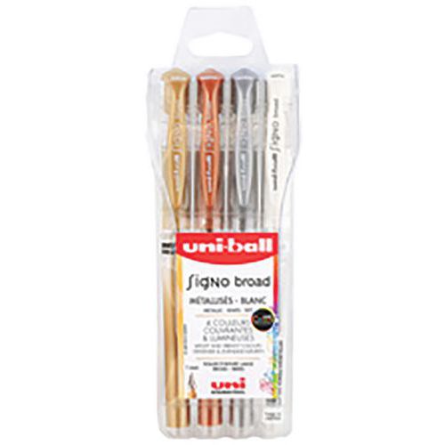 Stylo Roller à Encre Gel Signo Broad Um-153 Étui De 4
