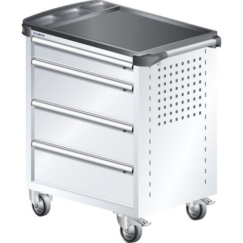 Chariot d'atelier L3627 - Revêtement plastique 4 tiroirs Blanc - Lista