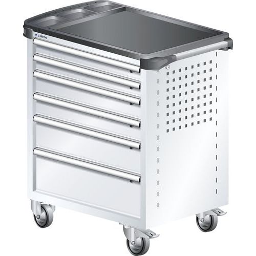 Chariot d'atelier L3627 - Revêtement plastique 6 tiroirs Blanc - Lista