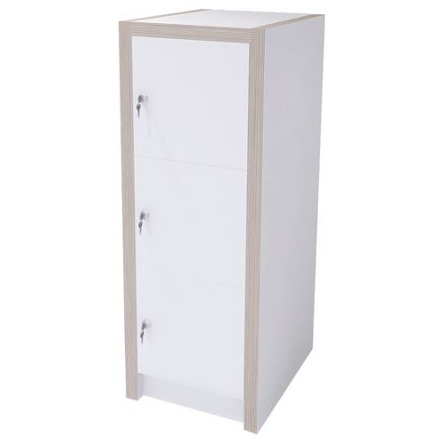 Enond Mobilier - Colonne Moyo 3 cases portes serrure - Blanc - 119x43x48 cm - Livré monté
