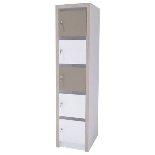 Colonne Moyo 5 Cases Portes Courrier Serrure Blanc/argile