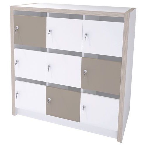 Colonne Moyo 9 Cases Portes Courrier Serrure Blanc/argile