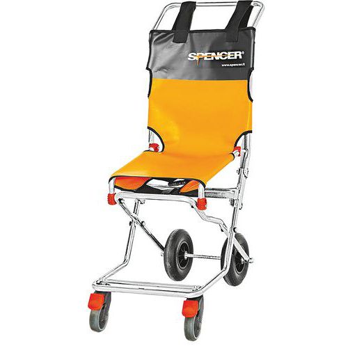 Chaise d'évacuation LIGHT 4 roues - Orange - Acier - 12.5 kg - Accessibilité handicapé