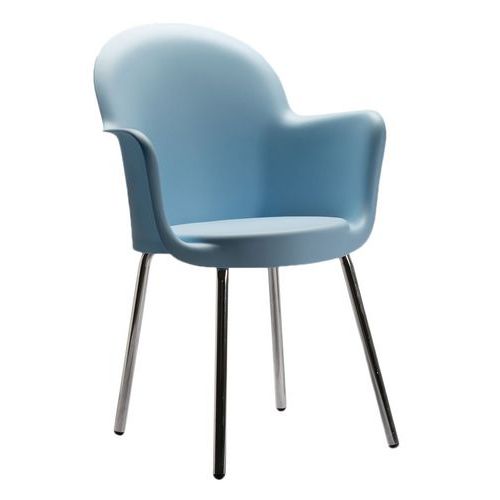 GMCE - Lot de 4 Fauteuils Pop Empilables Bleu - Polypropylène & Acier - Design Moderne & Confortable - Idéal Accueil