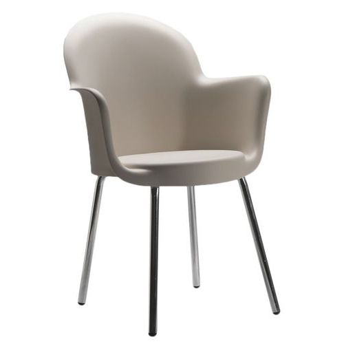 GMCE - Lot de 4 Fauteuils Pop Empilables Gris - Polypropylène et Acier - Assise Confortable 43cm - Idéal Accueil