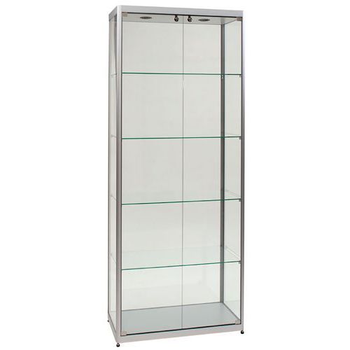 H 1.800 - vitrine exposition en verre - colonne rectangulaire - verre et  aluminium
