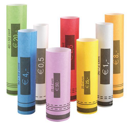 Rouleau de pièces en papier - Jeu de 102 rouleaux - Safescan CR-102 Rouleau de pièces en papier - Jeu de 102 rouleaux - Safescan CR-102