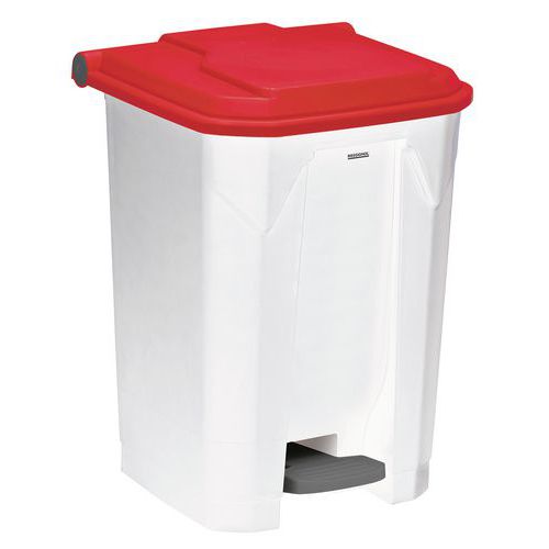 Poubelle à Pédale 50l Utilo Blanc / Rouge