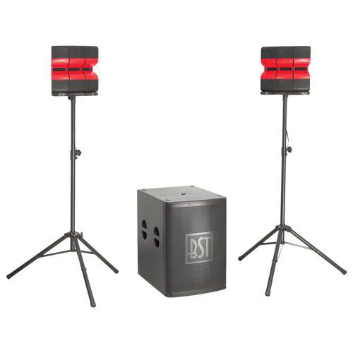 Système 2.1 actif 1200W avec SUB 18 + 2 satellites pieds - BST Système 2.1 actif 1200W avec SUB 18 + 2 satellites pieds - BST