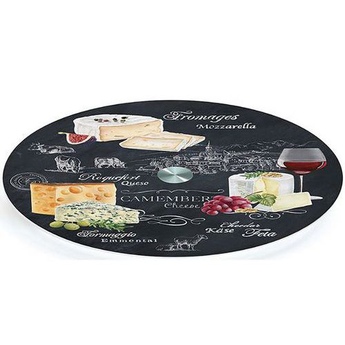Plateau à Fromage Tournant En Verre Et Bambou – Style Rétro Vintage Marqueterie