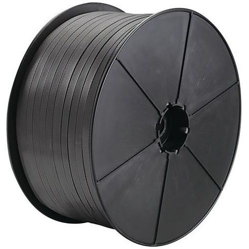 BBA Emballages - Feuillard PP manuel 15mm Noir - 1400m - Résistance 400kg - Cerclage Robuste