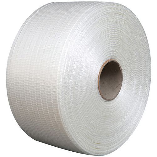 BBA Emballages - Feuillard Textile Tressé Polyester 13mm x 1100m - Résistance 315kg - Cerclage Robuste