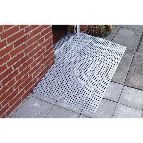 Coins pour rampes de seuil modulables extérieur - Gris - Polyéthylène - Charge 2000 kg - Dénivelé 127mm - Accessibilité handicapé