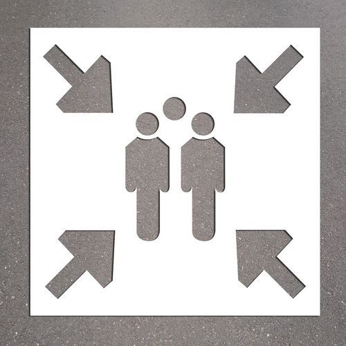 Pochoir PVC Zone de Rassemblement 600x600mm Carré Blanc Rigide Recyclable