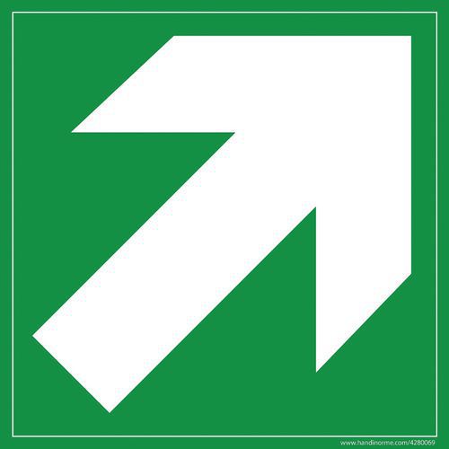 Signalétique Évacuation Flèche Haut Droite Vinyle 125x125mm
