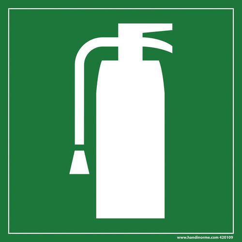 Signalétique évacuation extincteur Vinyle Carré 125x125mm Adhésif Vert