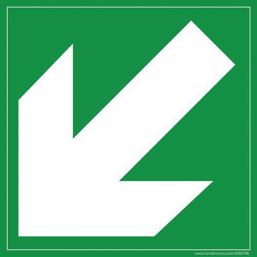 Signalétique Ã‰vacuation Flèche Diagonale Vinyle 250x250mm