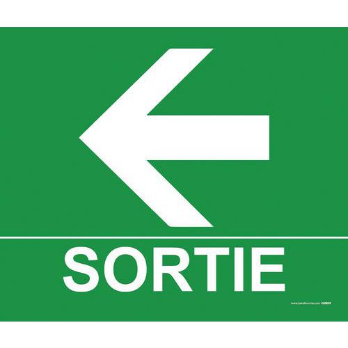 Signalétique Lumi. Sortie Flèche Gauche 300x250mm Vinyle