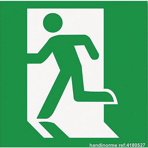 Panneau D'évacuation Sortie à Gauche Vinyle 125x125mm