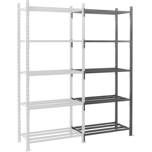 Manorga - Kit Suivant Combi-Plus 5 Niveaux - Rayonnage Mi-Lourd Tubulaire 250x151cm - Gris Foncé - Montage Facile