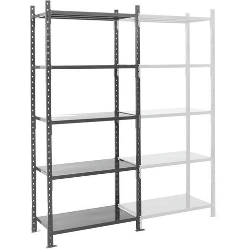 Rayonnage mi-lourd Fliplus - Kit Départ 5 niveaux 2000x1010x400mm - ManOrga - Tablette Pleine - Manorga