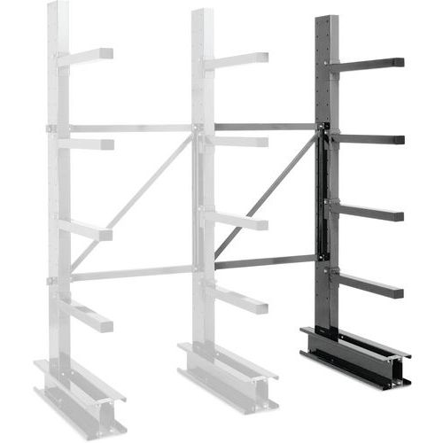 Manorga - Rayonnage Cantilever Mi-lourd Suivant - 2500x1000x1000mm - 4 Niveaux - Acier Époxy Gris Foncé - Charge 275kg/bras