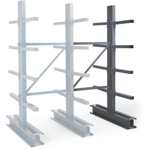 Manorga - Rayonnage Cantilever Mi-lourd - 2500x1000x1000mm - 4 Niveaux - 275kg/Bras - Acier Époxy Gris Foncé