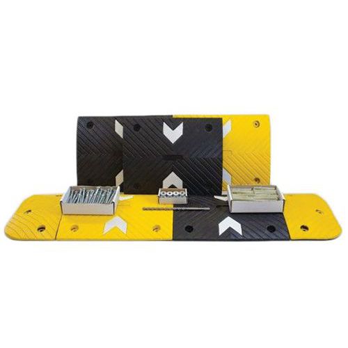 Handinorme - Kit Ralentisseur Caoutchouc Jaune 150cm - Trafic Léger et Poids Lourd - Hauteur 60mm - Fixation à sceller - Accessible PMR