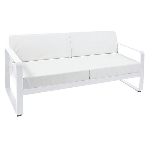 Canapé 2 Places Bellevie Blanc Coton Coussins Blanc Grisé