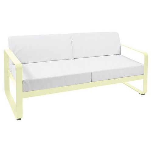 Canapé 2 Places Bellevie Citron Givré Coussins Blanc Grisé