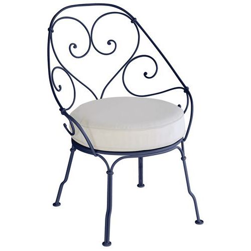 Fauteuil Cabriolet 1900 Bleu Abysse Coussin Blanc Grisé