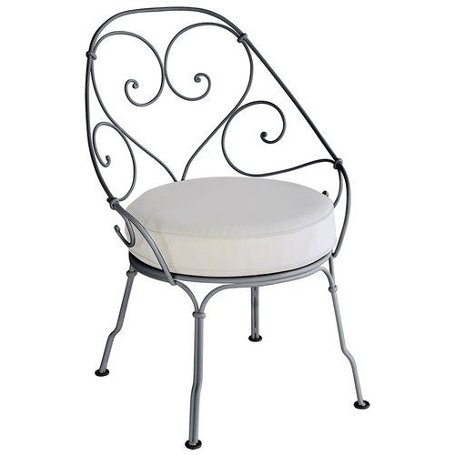 Fauteuil Cabriolet 1900 Carbone Coussin Blanc Grisé