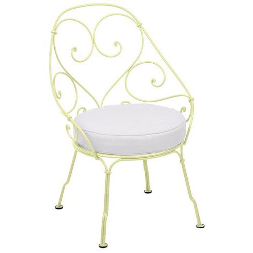 Fauteuil Cabriolet 1900 Citron Givré Coussin Blanc Grisé