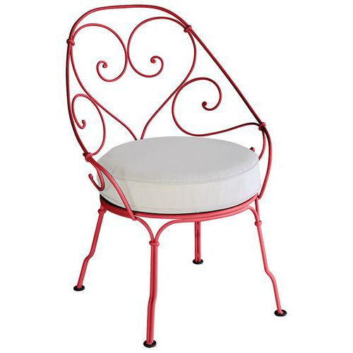 Fauteuil Cabriolet 1900 Coquelicot Coussin Blanc Grisé