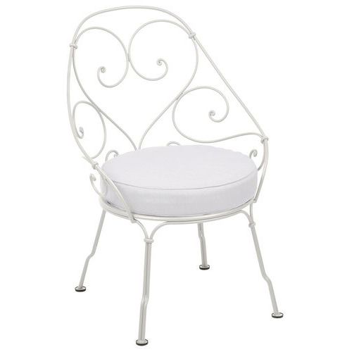 Fauteuil Cabriolet 1900 Gris Argile Coussin Blanc Grisé