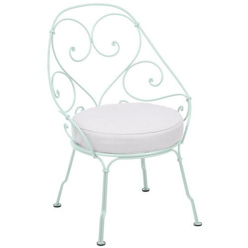 Fauteuil Cabriolet 1900 Menthe Glaciale Coussin Blanc Grisé