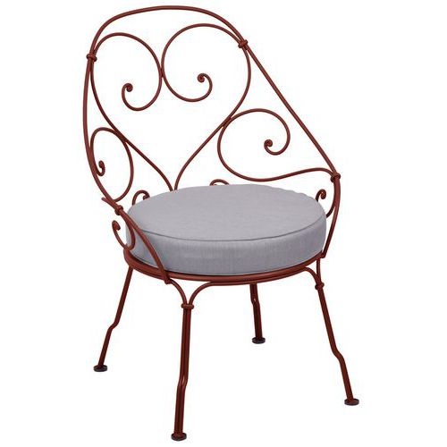 Fauteuil Cabriolet 1900 Ocre Rouge Coussin Gris Flanelle