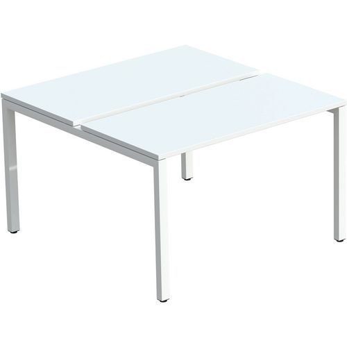 Bureau Droit Bench 166x140cm Pied Blanc Plateau Blanc 2pers.