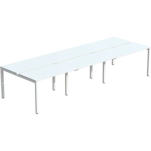 Bureau Droit Bench 166x480cm Pied Blanc Plateau Blanc 6pers.