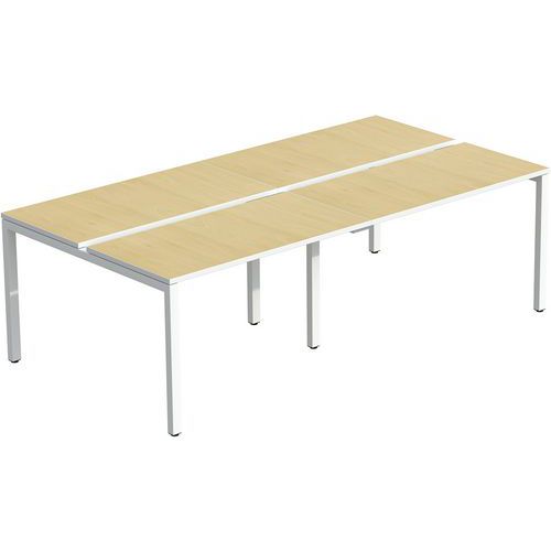 Bureau Droit Bench 166x240cm Pied Blanc Plateau Hêtre 4pers.