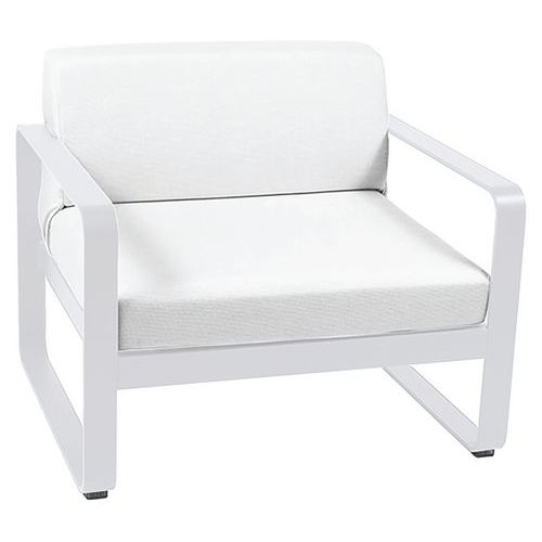 Fauteuil Bellevie Blanc Coton Coussins Blanc Grisé